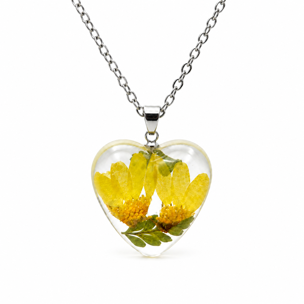 November chrysanthemum Heart Shaped Necklace