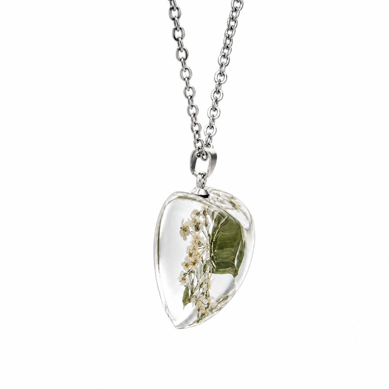 July Babybreath Heart Shaped Necklace