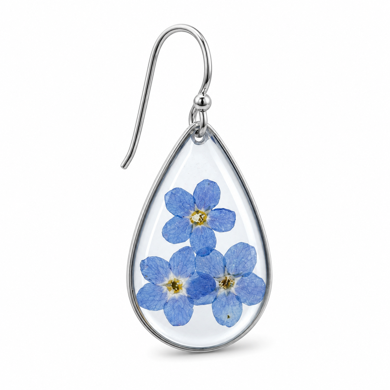 Forget-me-not teardrop earrings in silver