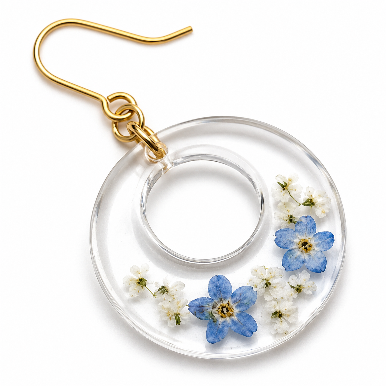 Forget-me-not open circle earrings in 18K gold