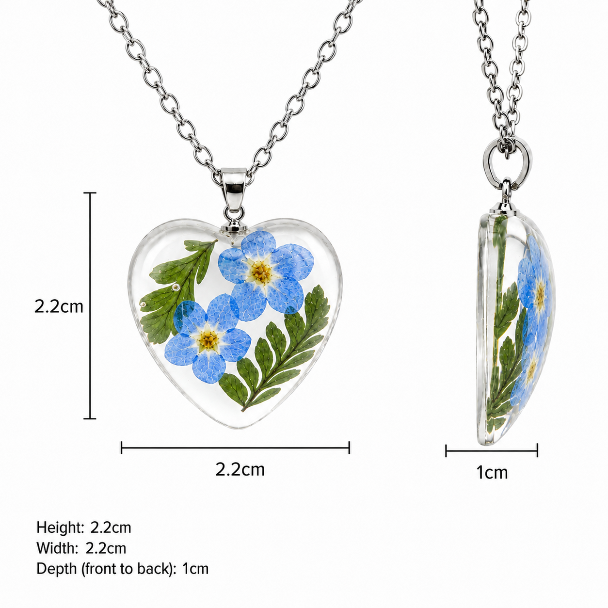 September Forget-Me-Not Heart Shaped Necklace