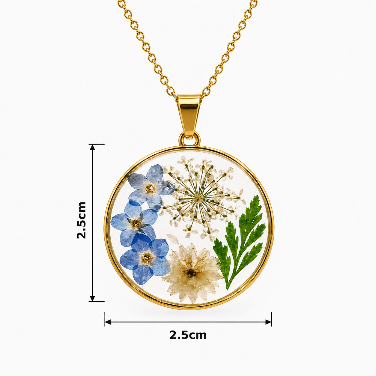 Forget-me-not Circular necklace in 18k gold