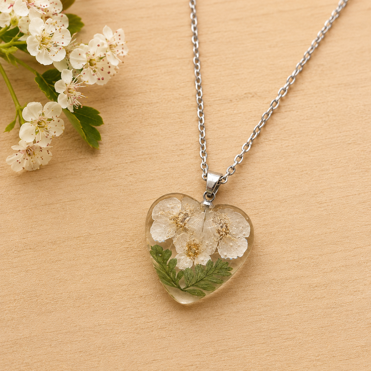 May Hawthorn Heart Shaped Necklace