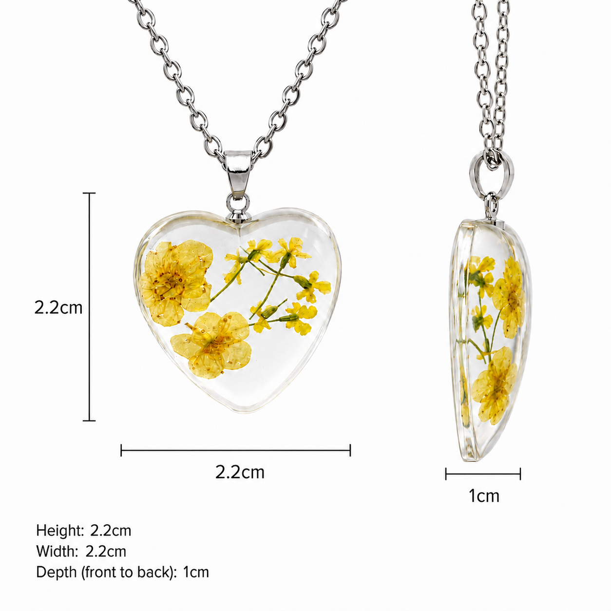 March Daffodil Heart Shaped Necklace