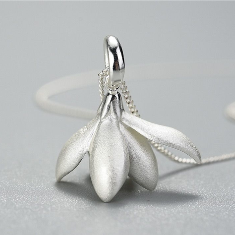 Sterling Silver Magnolia Necklace