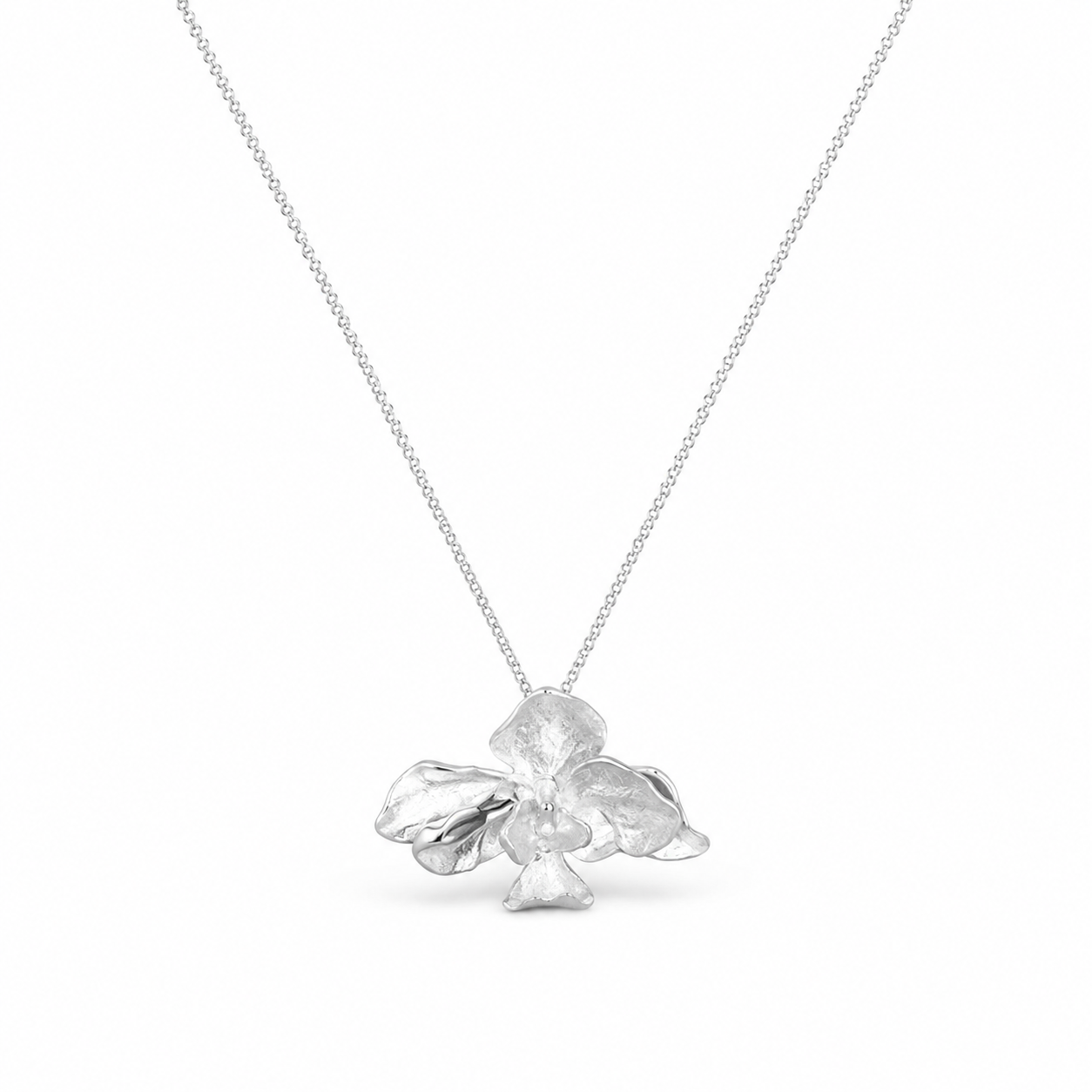 Sterling Silver Orchid Necklace