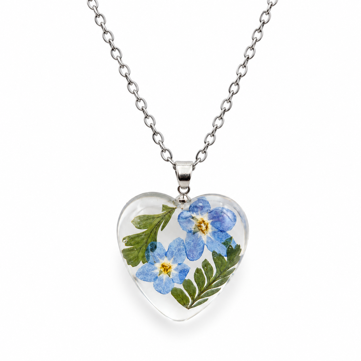 September Forget-Me-Not Heart Shaped Necklace
