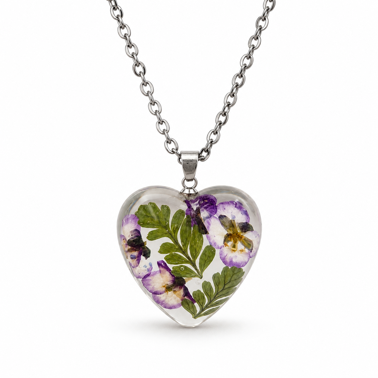 January Carnation Heart Shaped Necklace