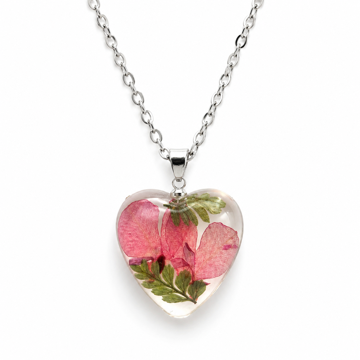 April Peony Heart Shaped Necklace