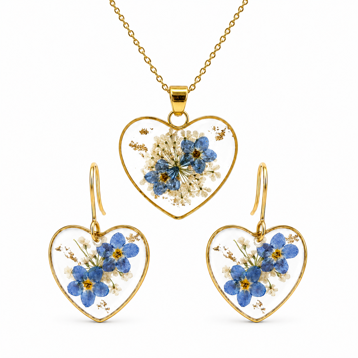 Forget-Me-Not Heart Set in 18K Gold