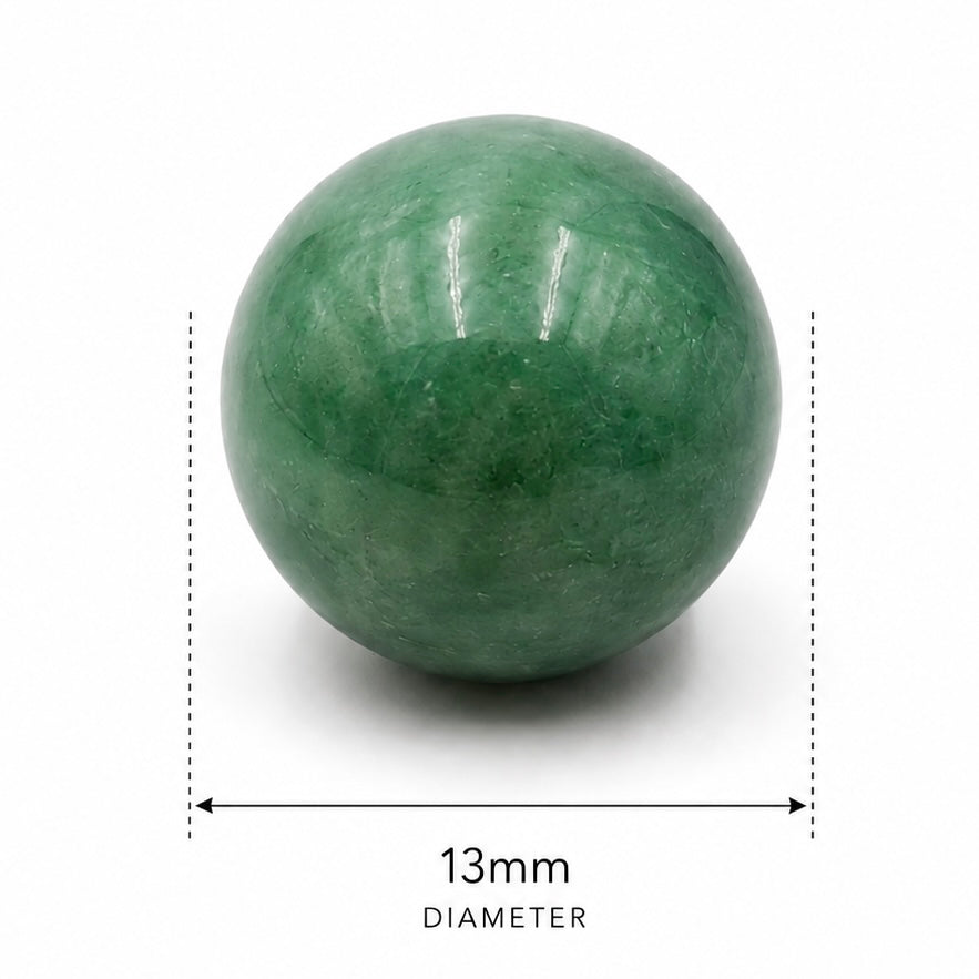 Single polished jadeite bead with a 13mm diameter measurement
