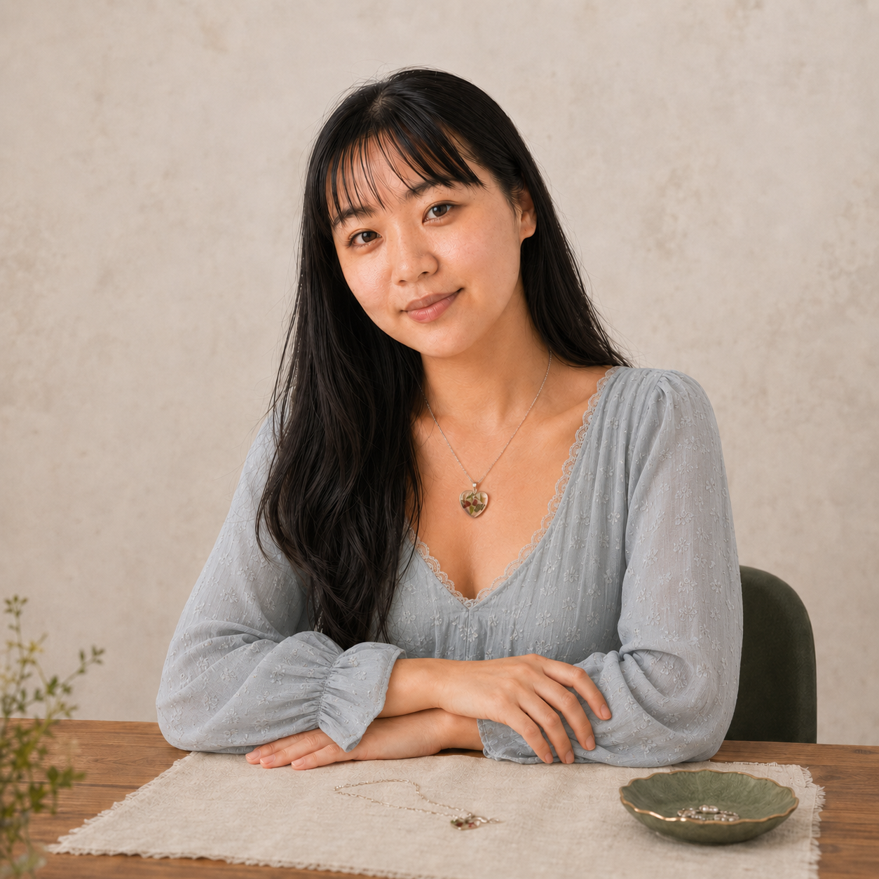 Yi Zou presenting Echo Jewellery at a market