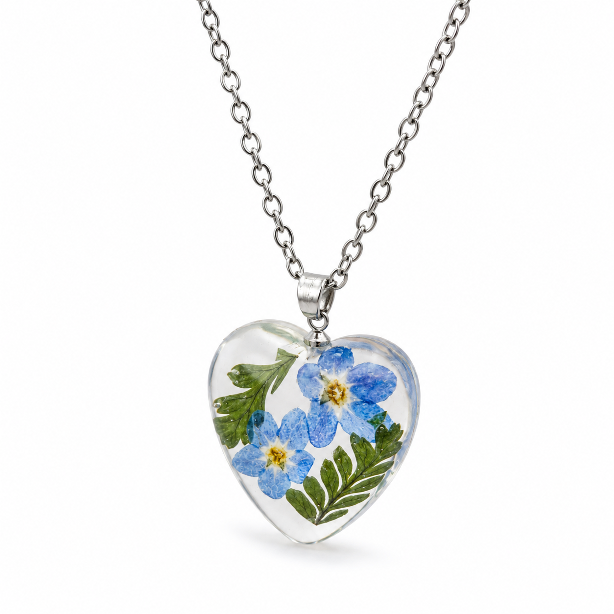 September Forget-Me-Not Heart Shaped Necklace