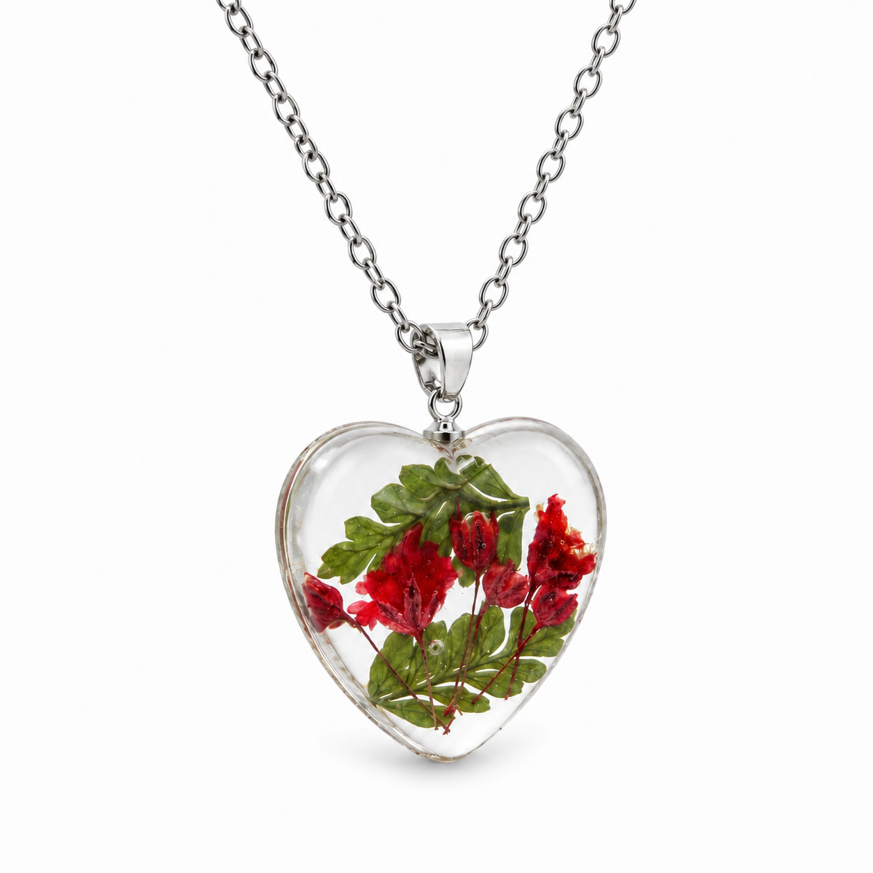 August Gladiolus Heart Shaped Necklace