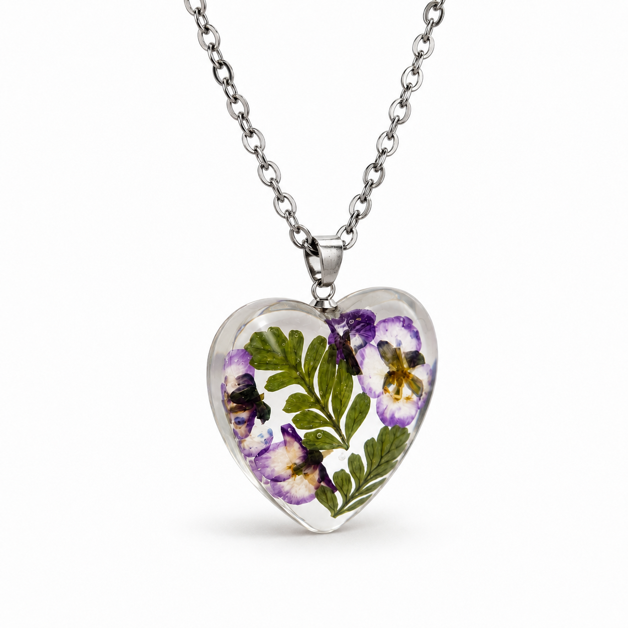 January Carnation Heart Shaped Necklace