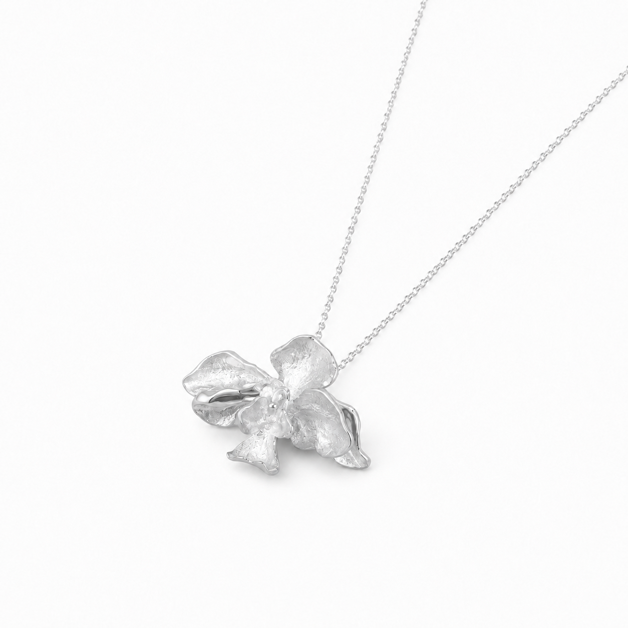 Sterling Silver Orchid Necklace