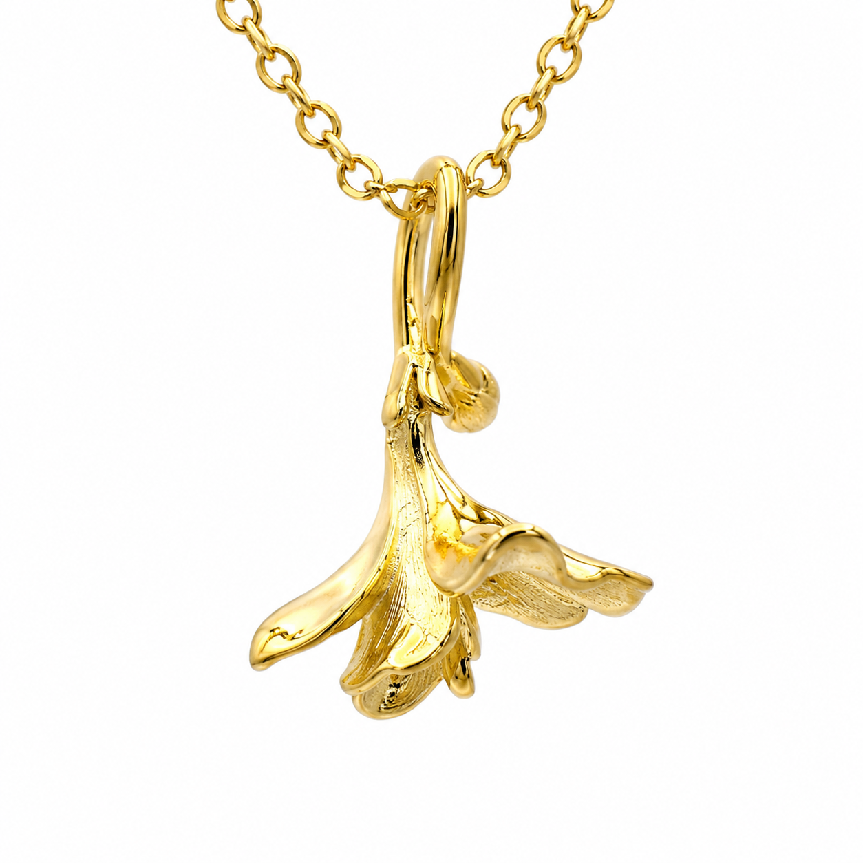 18K Gold Freesia Flower Necklace