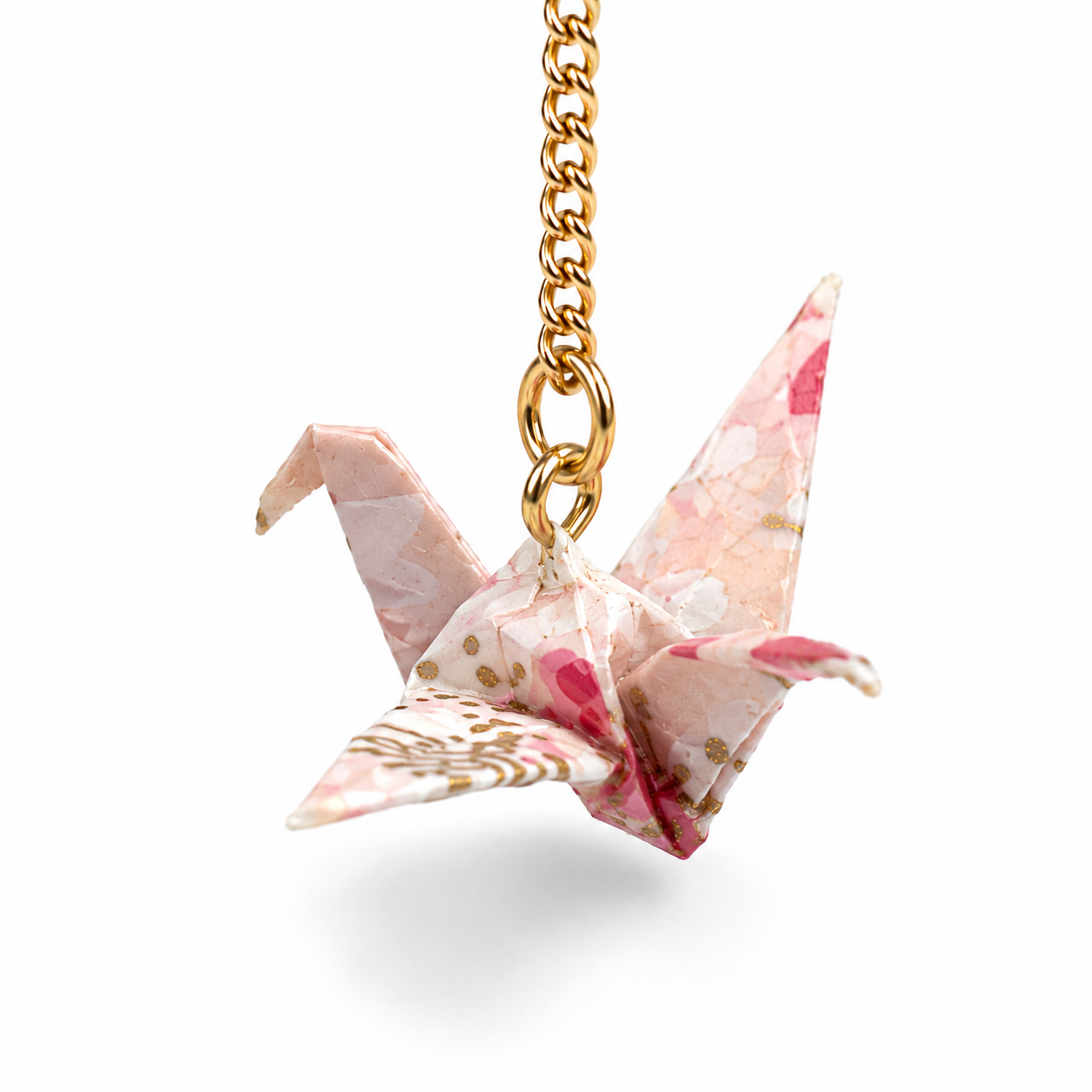 Light Pink Oragami Crane Long Dangle Earrings
