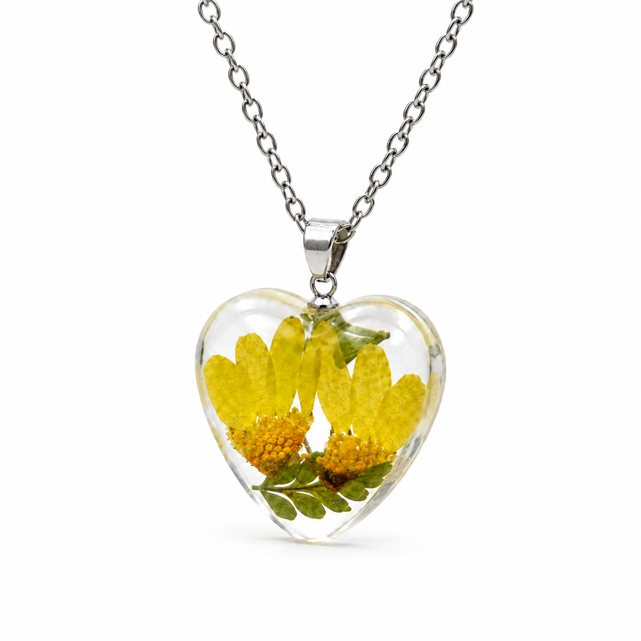 November chrysanthemum Heart Shaped Necklace