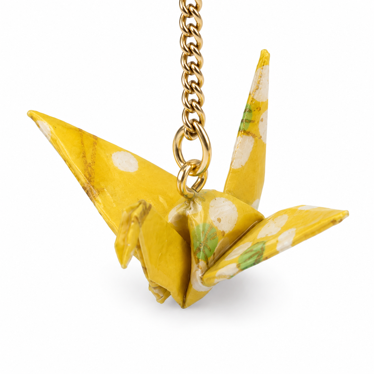 Yellow Oragami Crane Long Dangle Earrings