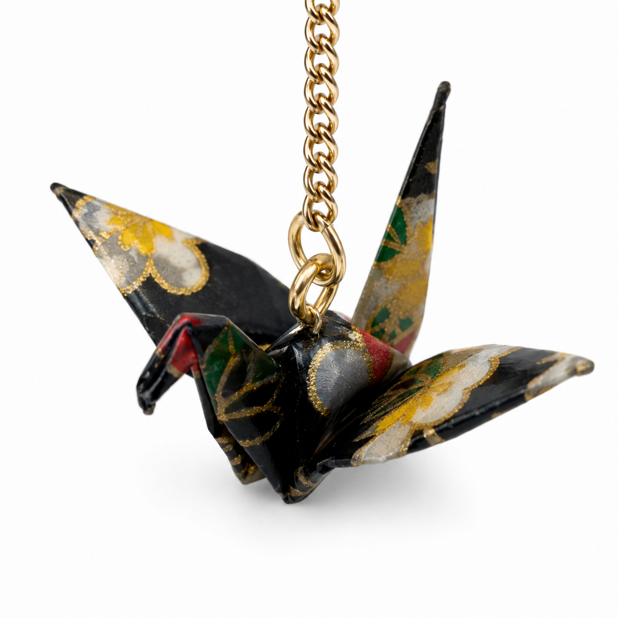 Black Oragami Crane Long Dangle Earrings