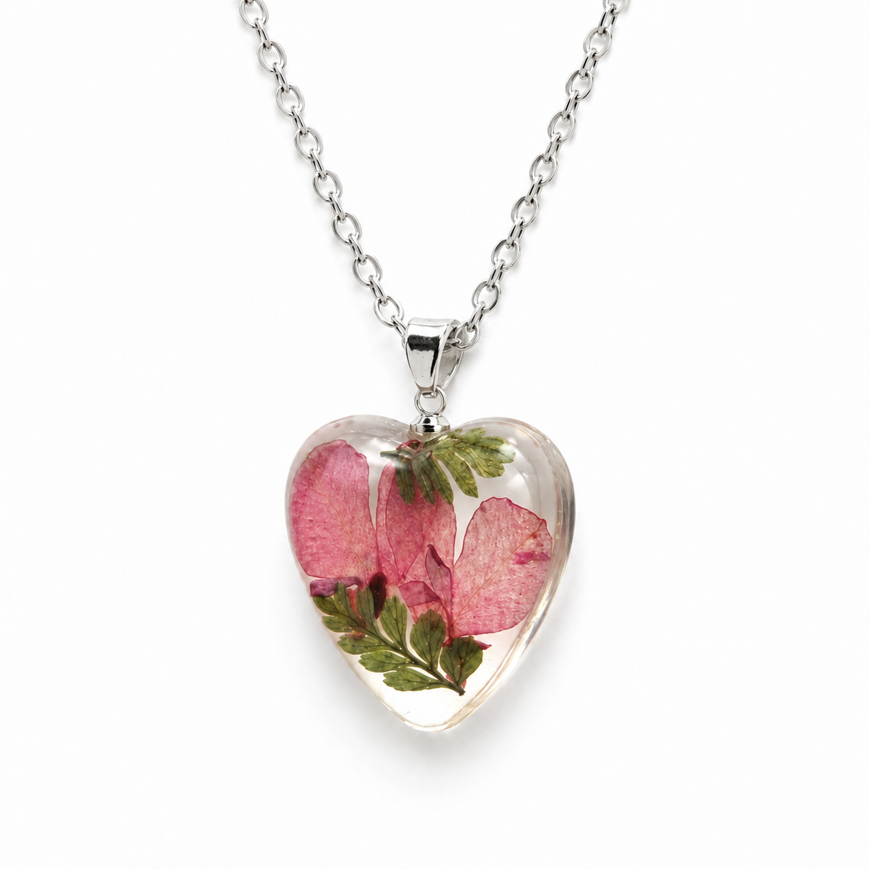 April Peony Heart Shaped Necklace
