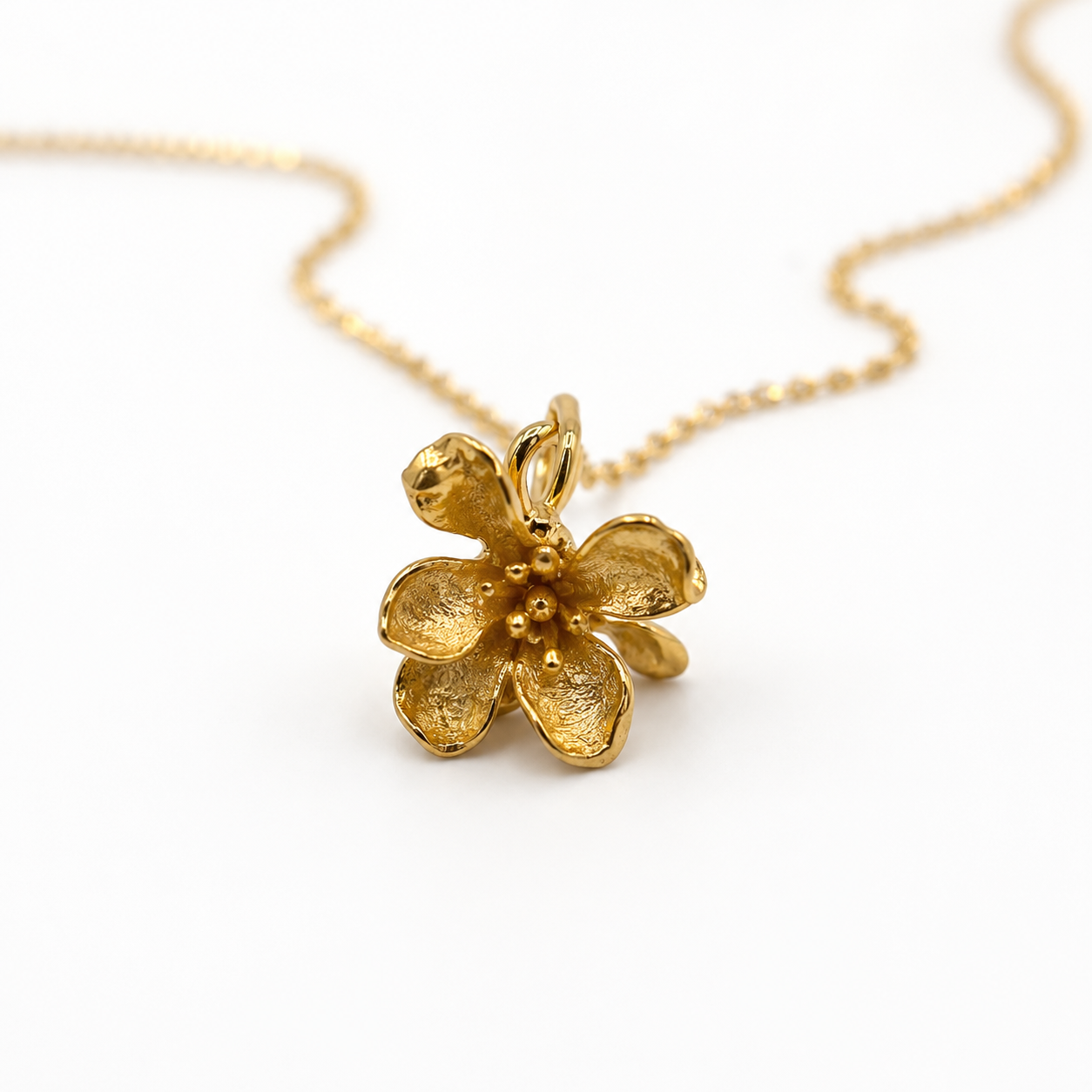 18K Gold Freesia Flower Necklace