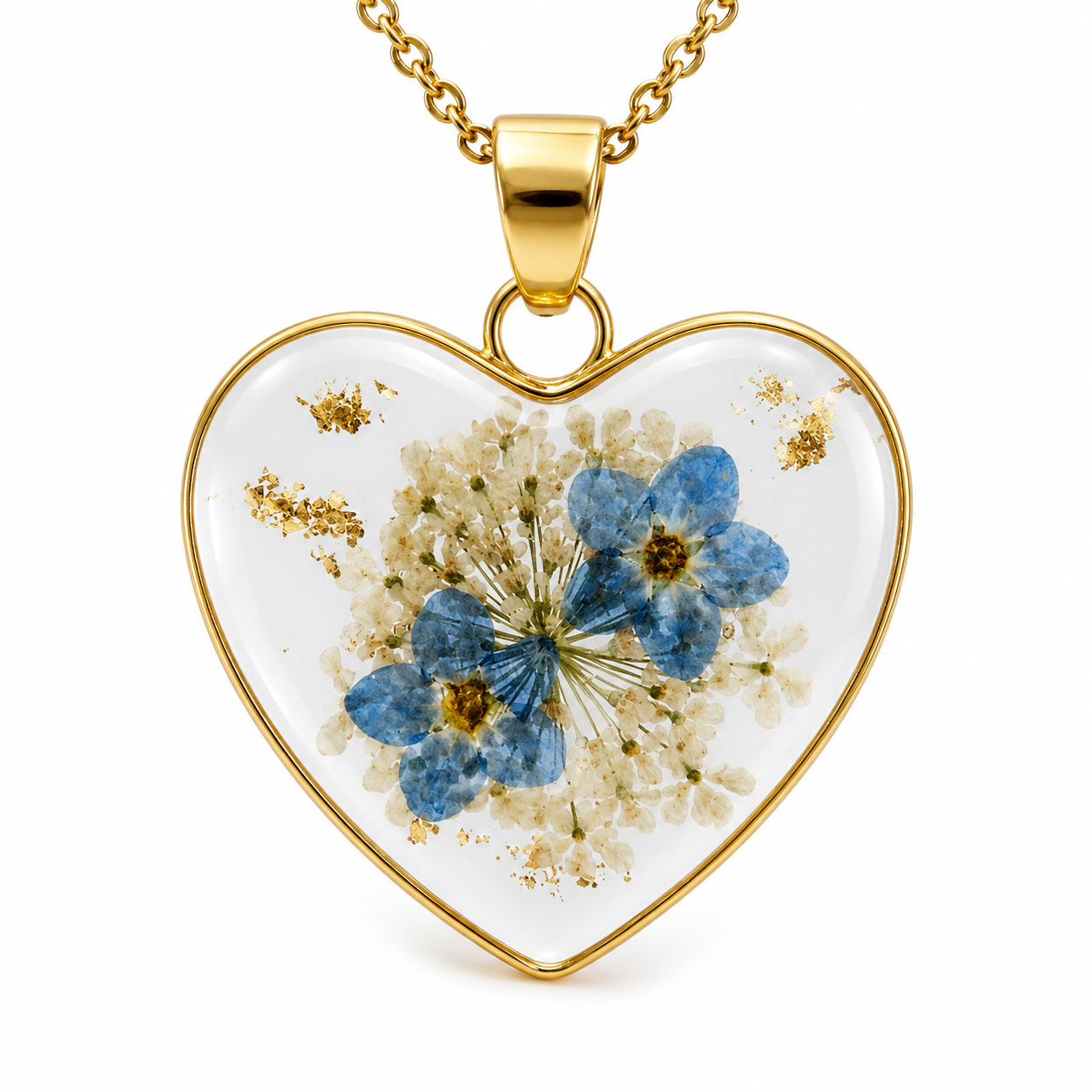 Forget-Me-Not Heart Set in 18K Gold