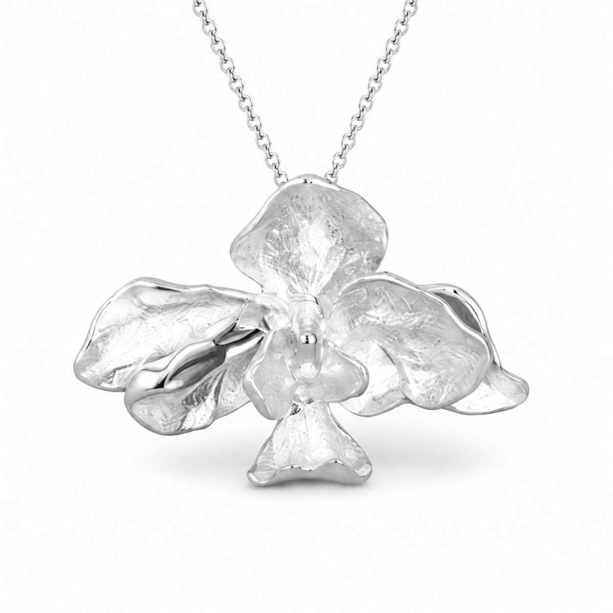 Sterling Silver Orchid Necklace