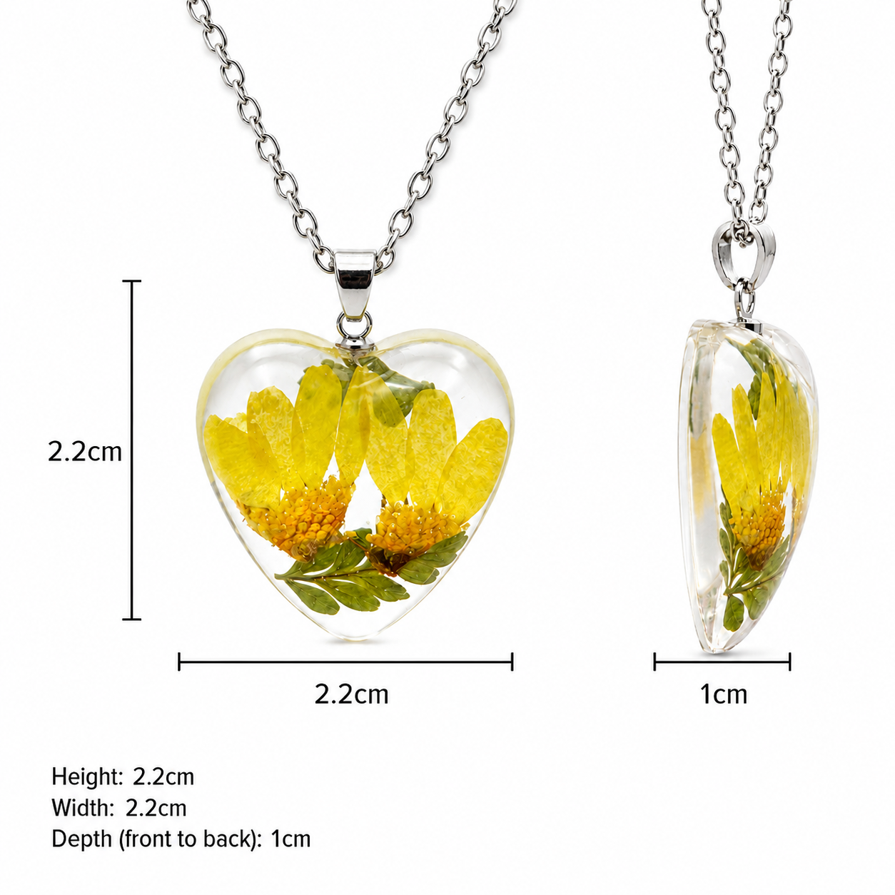 November chrysanthemum Heart Shaped Necklace