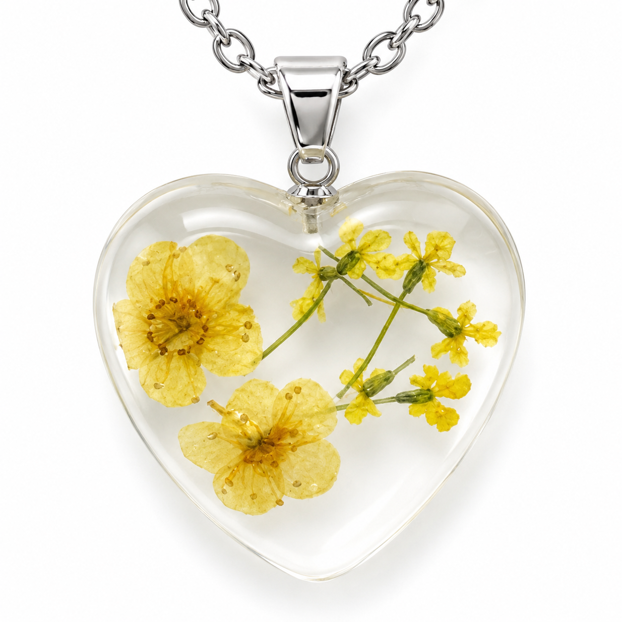 March Daffodil Heart Shaped Necklace