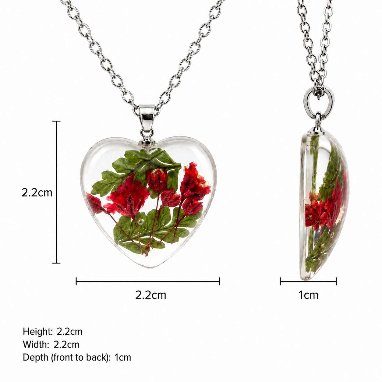 August Gladiolus Heart Shaped Necklace