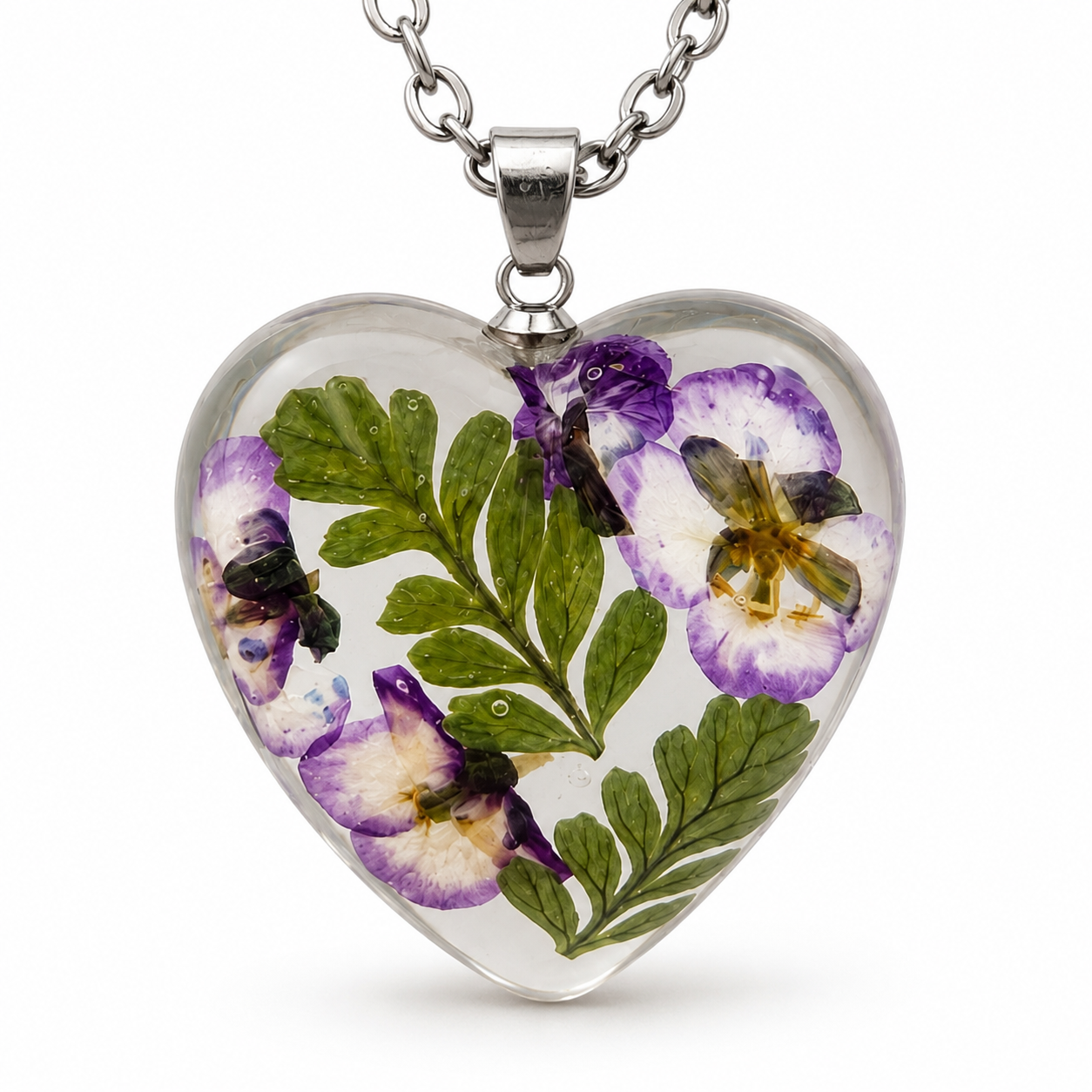 January Carnation Heart Shaped Necklace