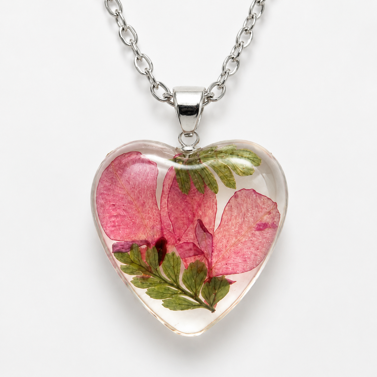 April Peony Heart Shaped Necklace