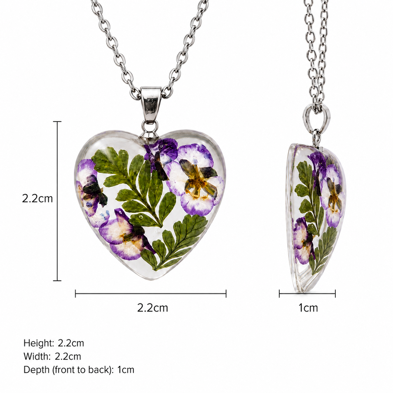 January Carnation Heart Shaped Necklace