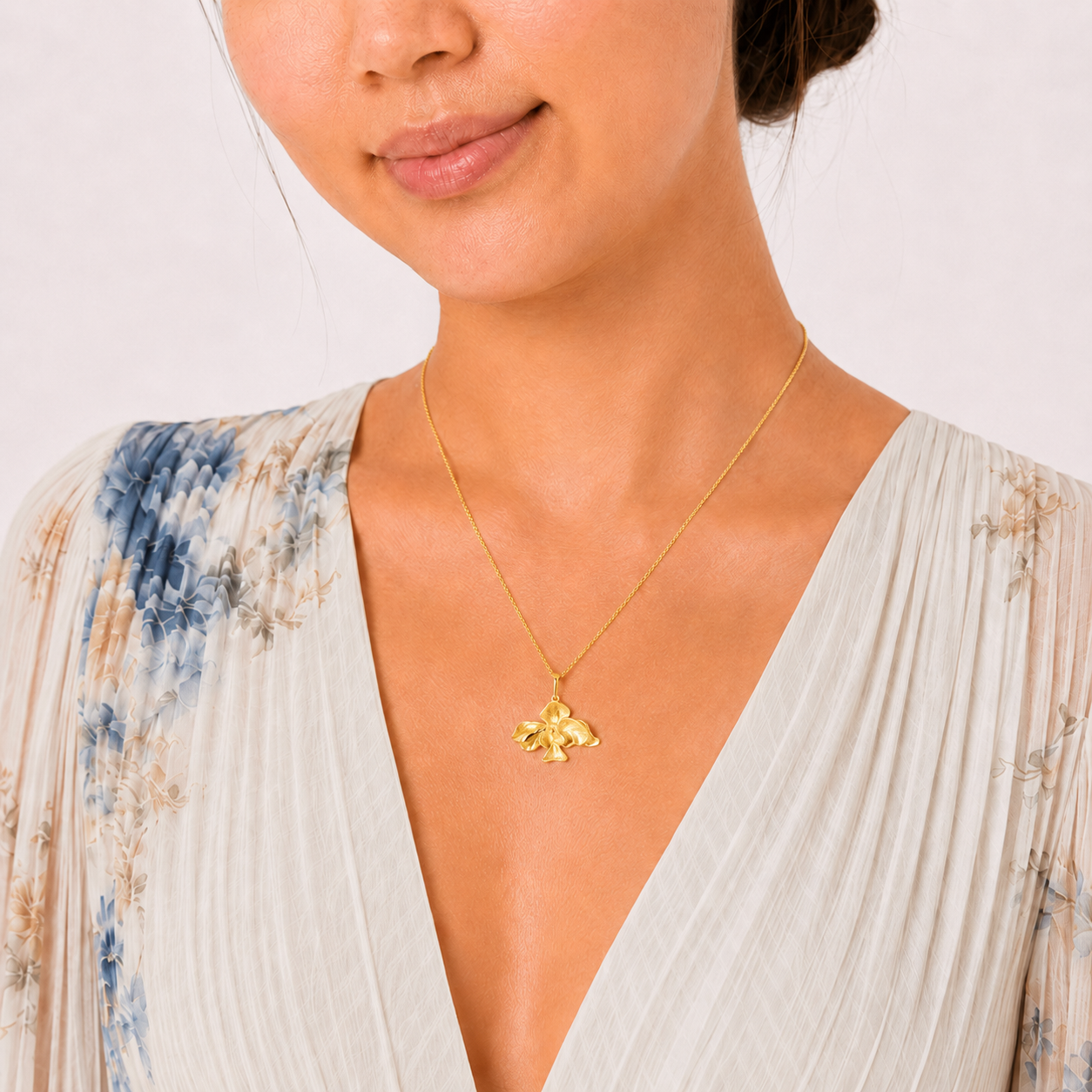 18K Gold-Plated Orchid Necklace