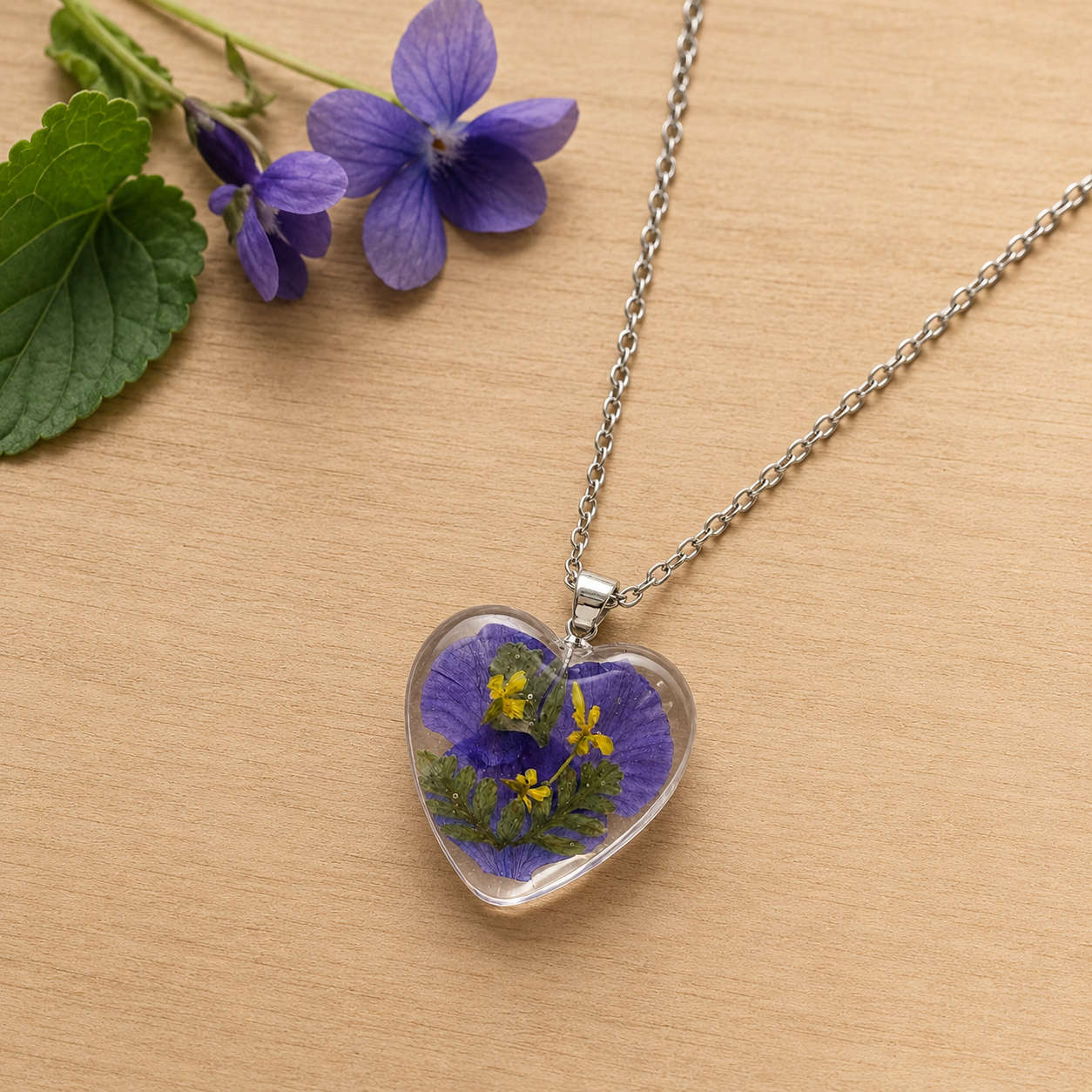 February Violet Heart Shaped Necklace