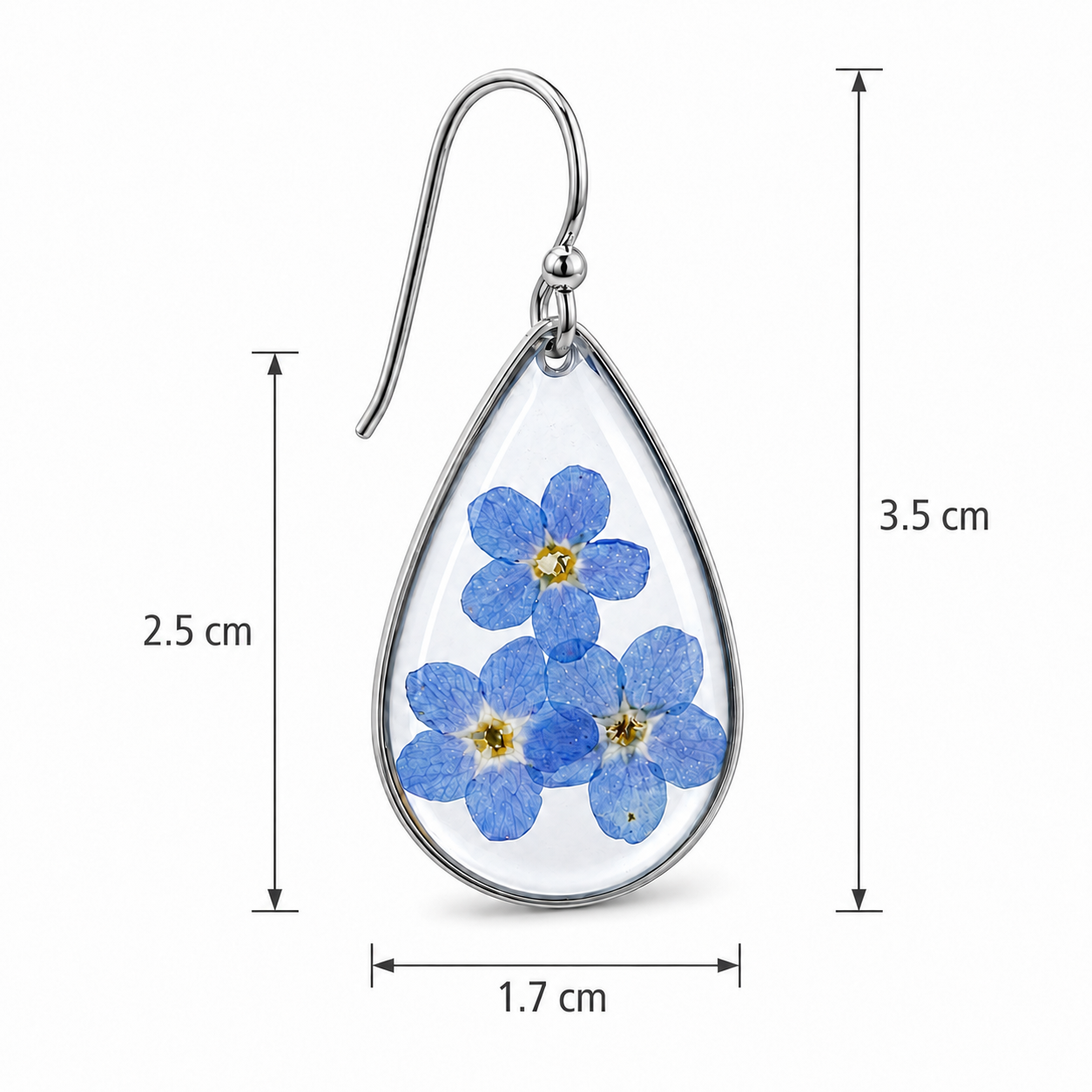 Forget-me-not teardrop earrings in silver