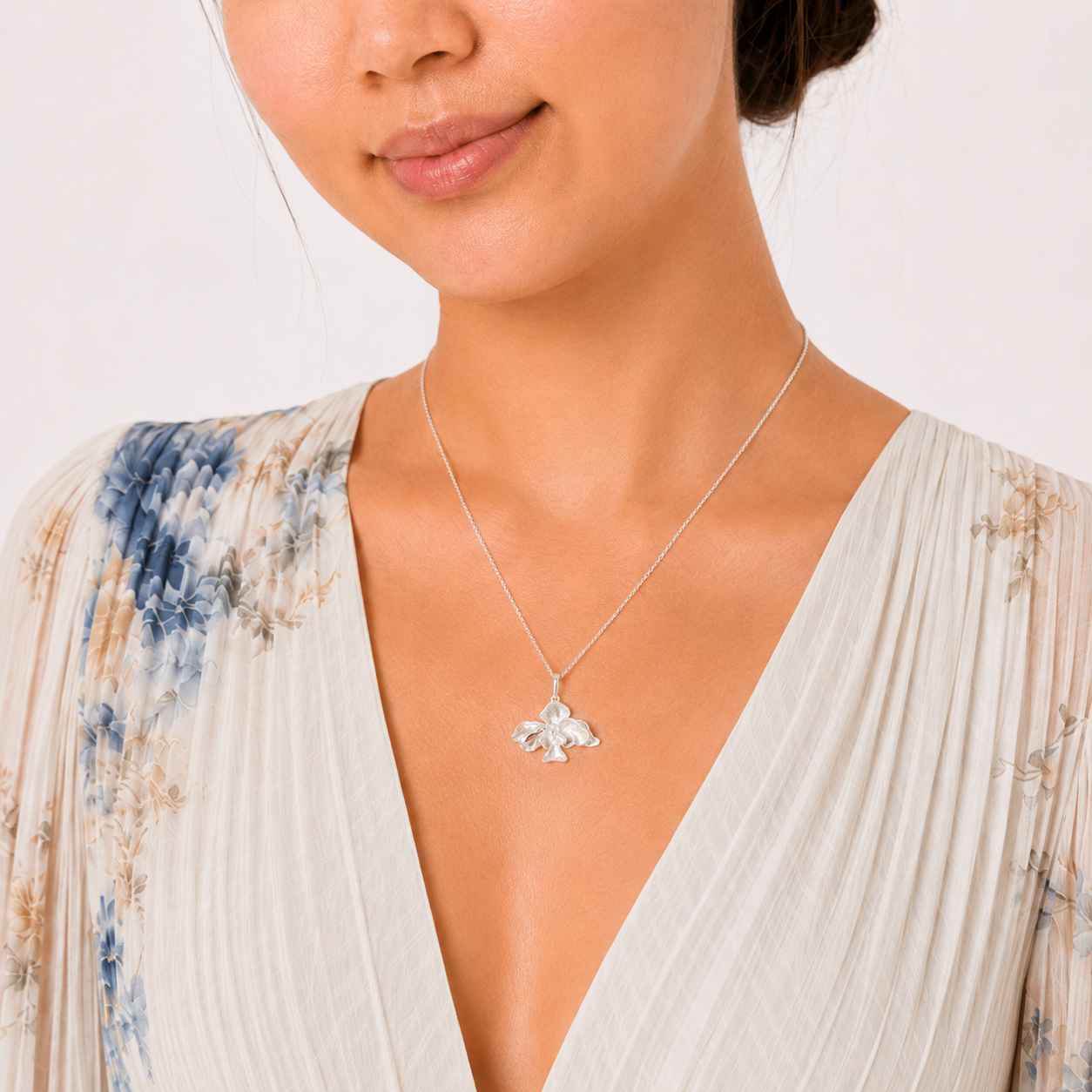 Sterling Silver Orchid Necklace