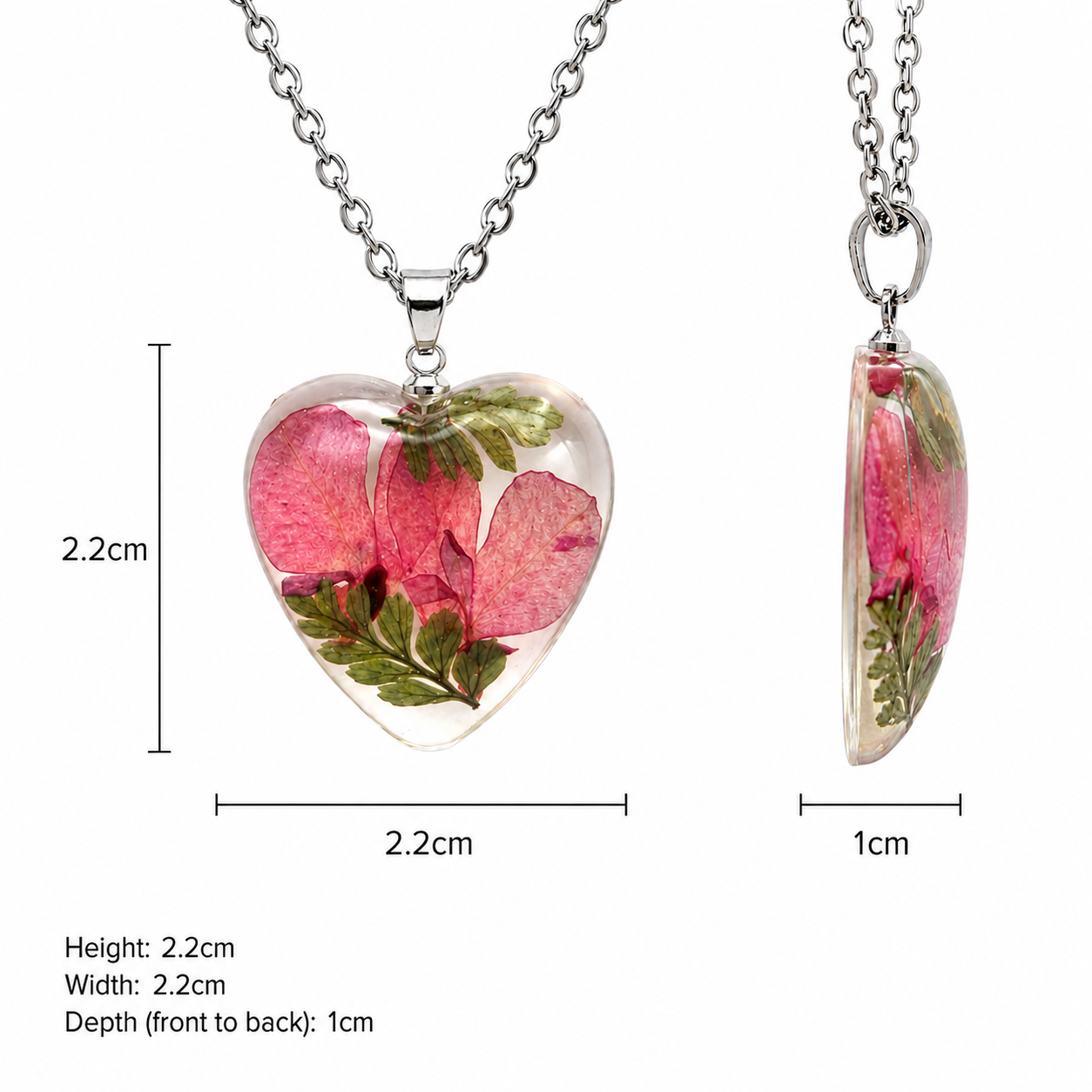 April Peony Heart Shaped Necklace