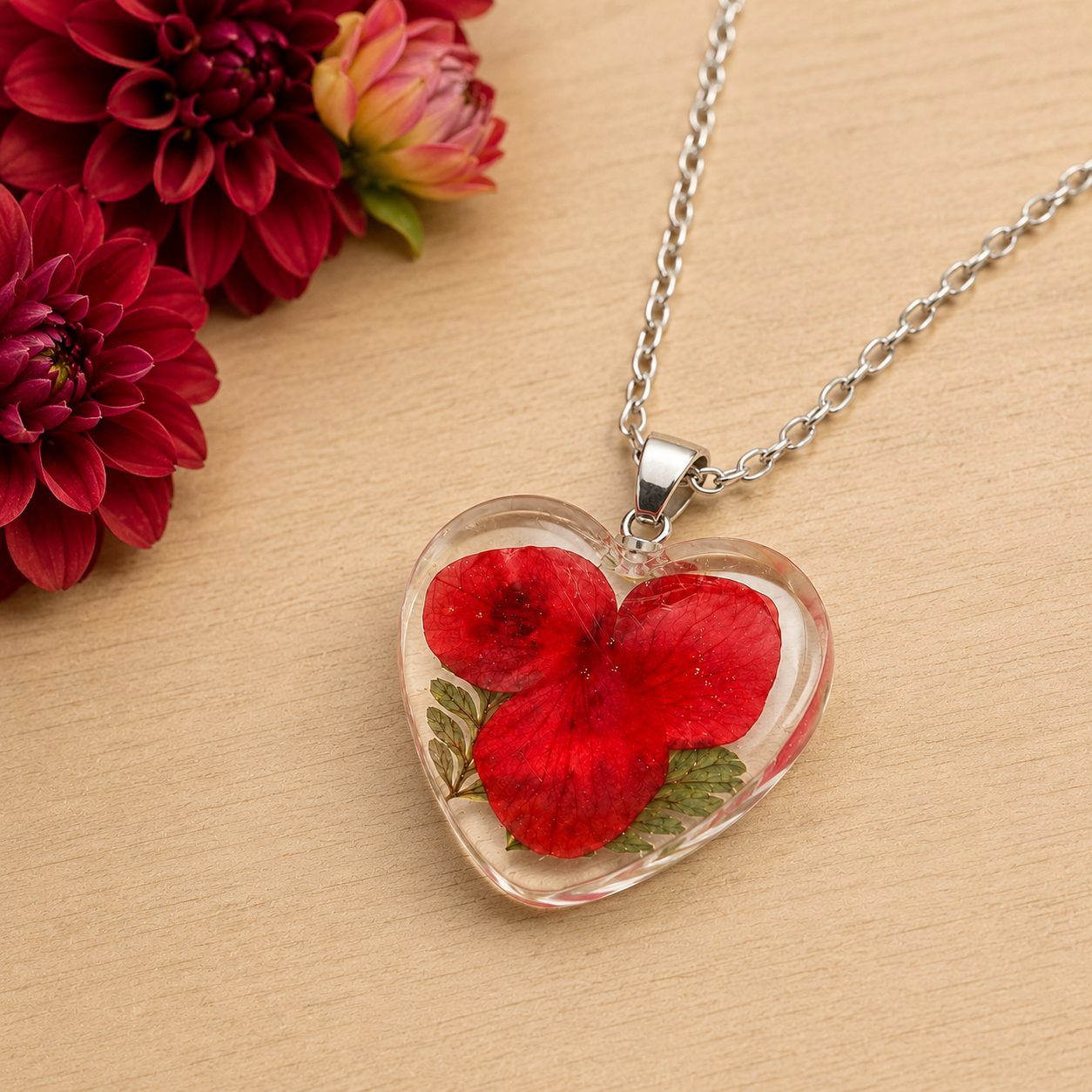 October Dhalia Heart Shaped Necklace