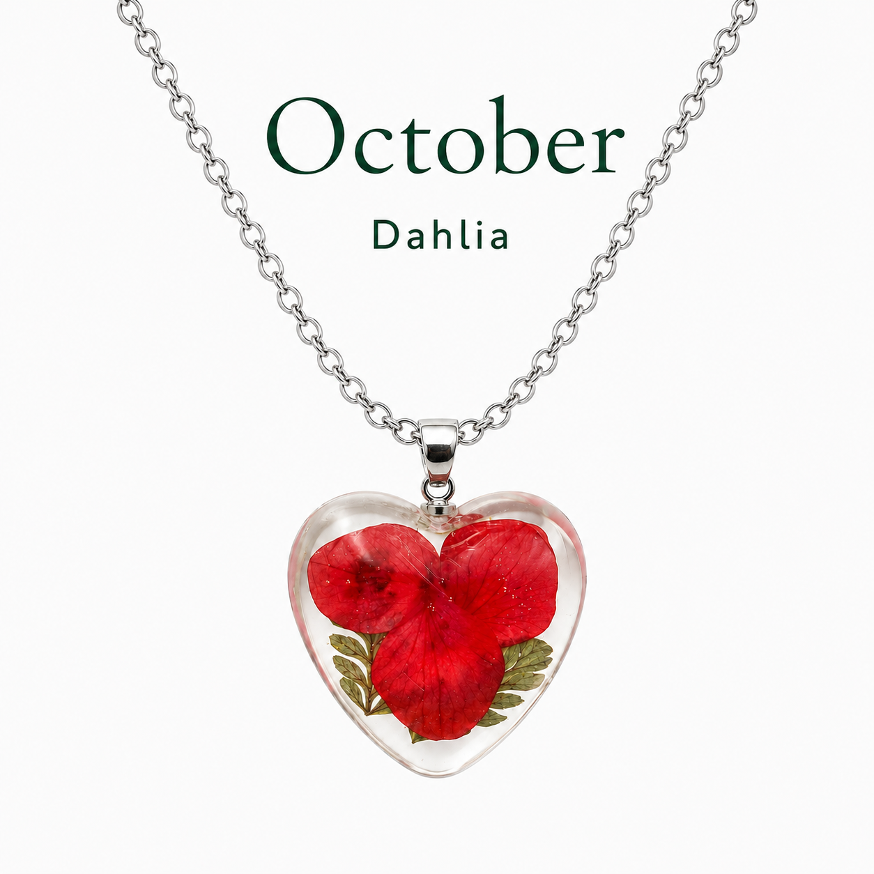 October Dhalia Heart Shaped Necklace