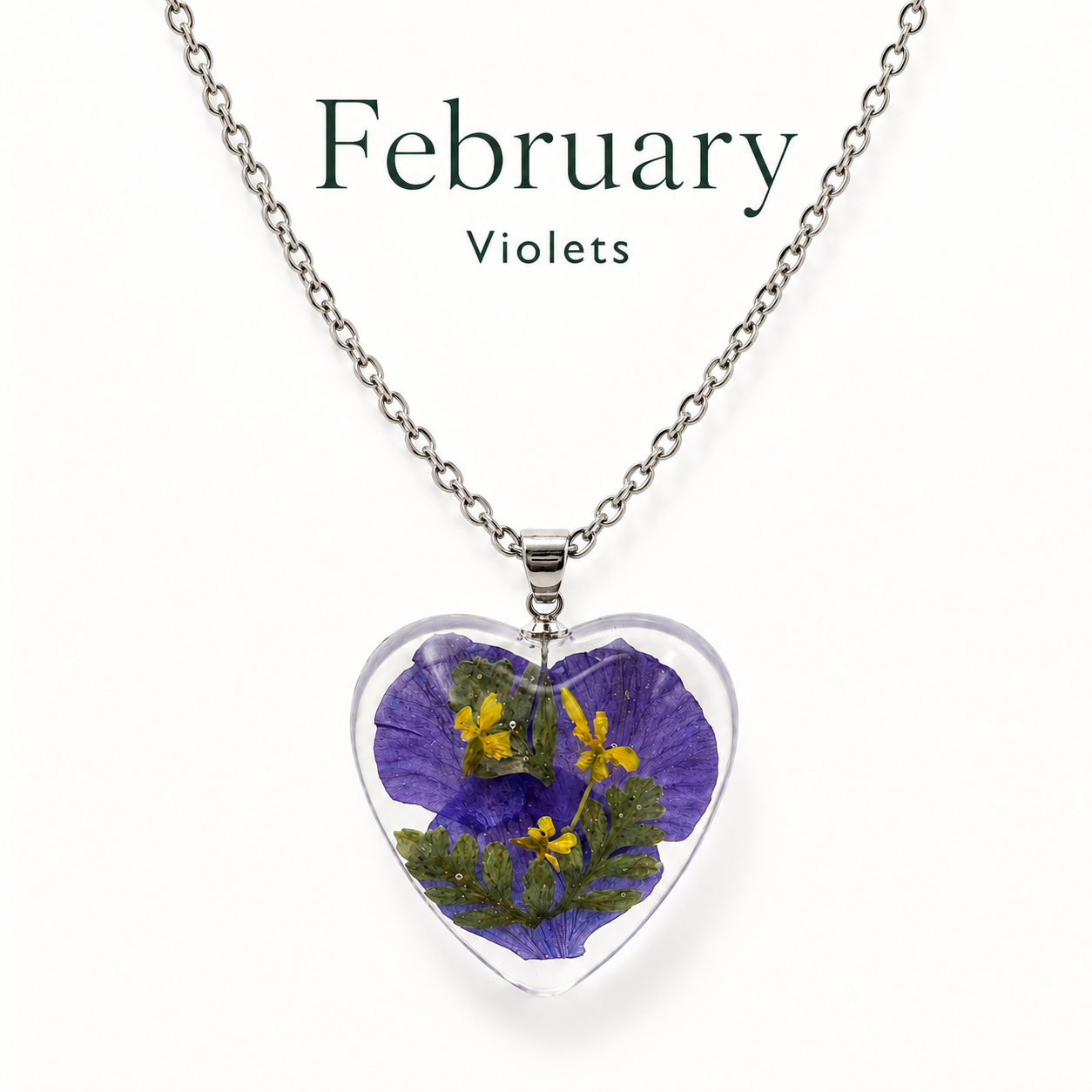 February Violet Heart Shaped Necklace