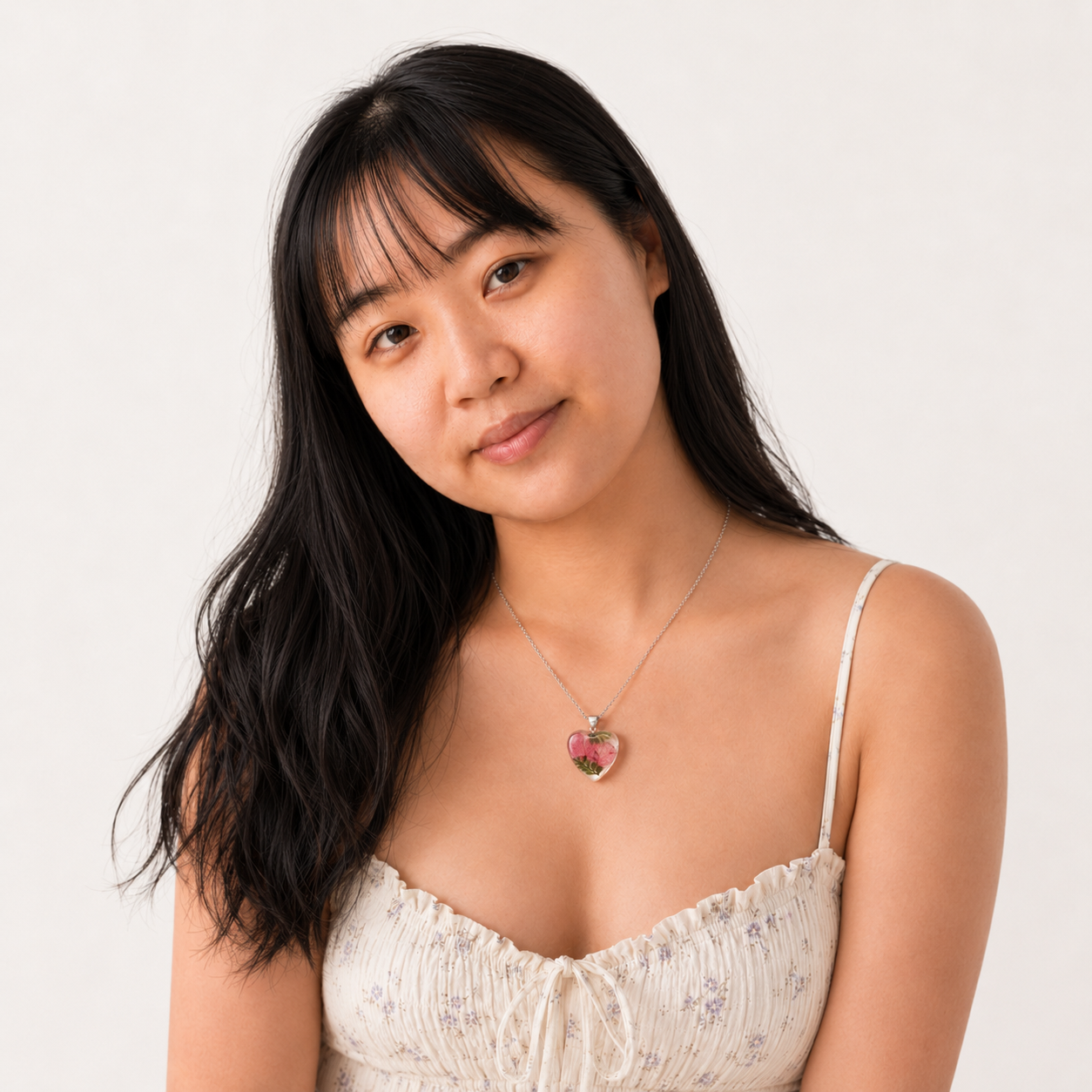 April Peony Heart Shaped Necklace