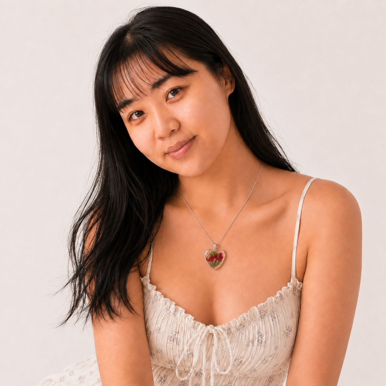 August Gladiolus Heart Shaped Necklace