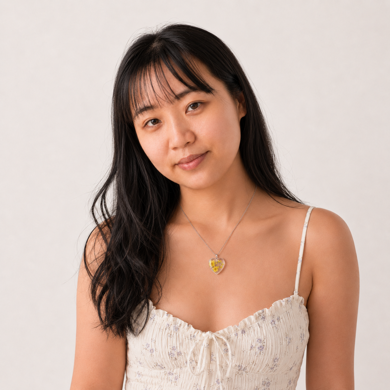 March Daffodil Heart Shaped Necklace