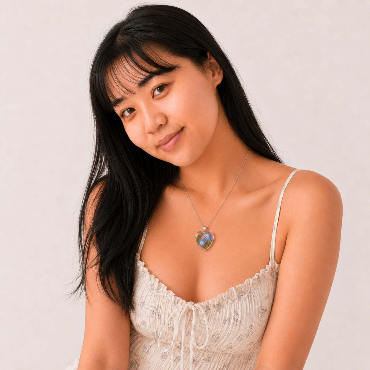 September Forget-Me-Not Heart Shaped Necklace