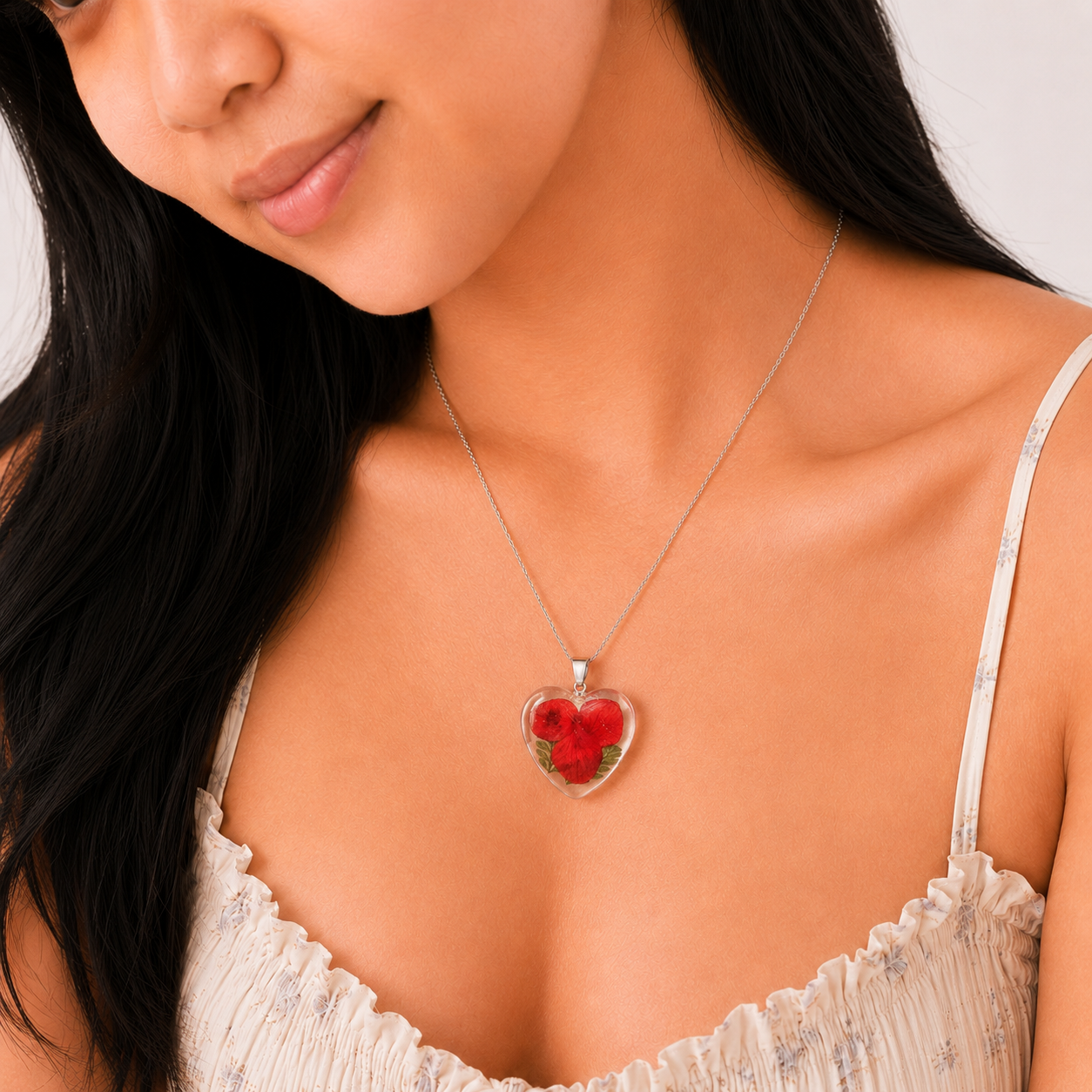 October Dhalia Heart Shaped Necklace