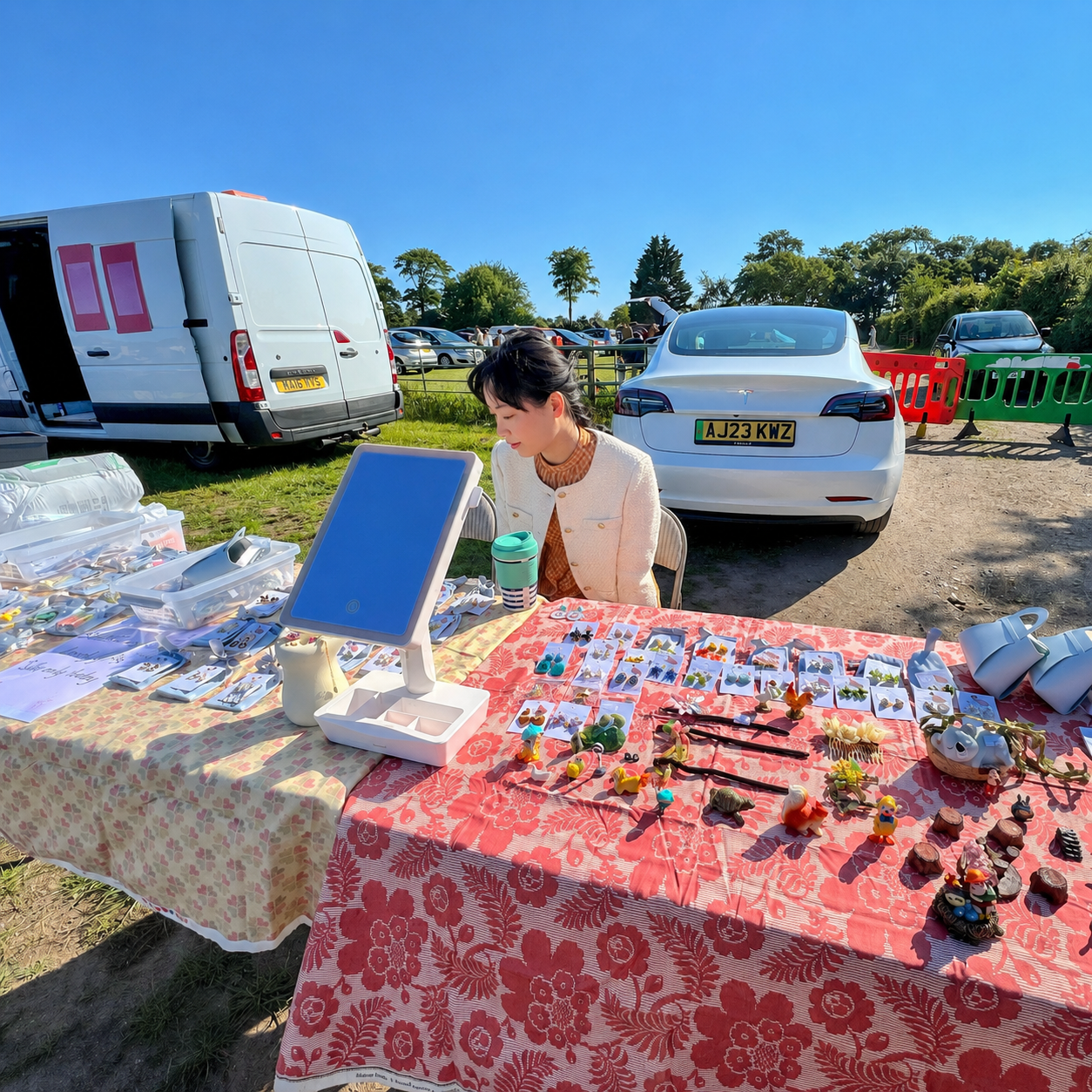 Yi Zou meeting customers at an Echo Jewellery market stall