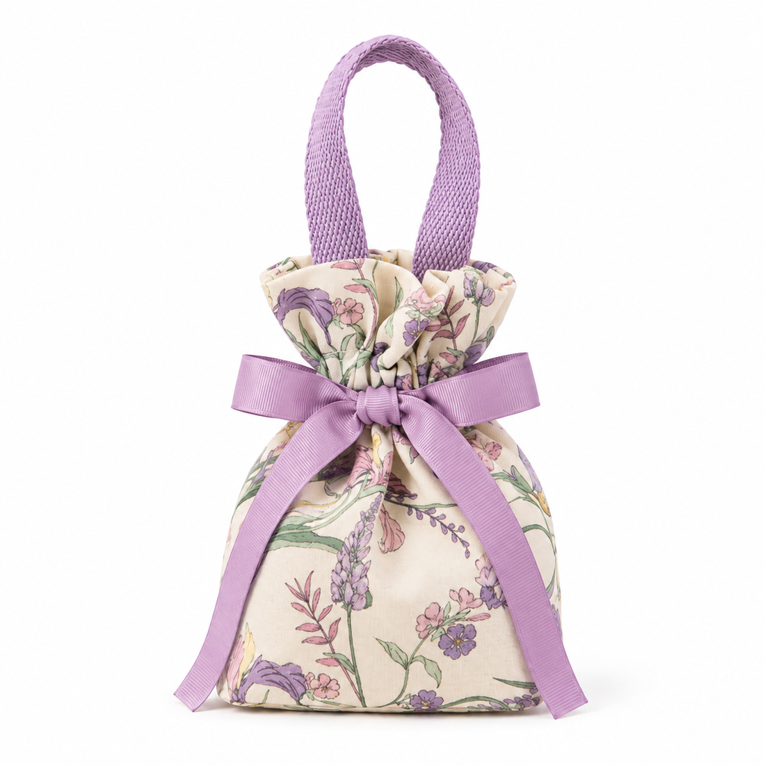 Purple floral cotton canvas premium jewellery gift bag